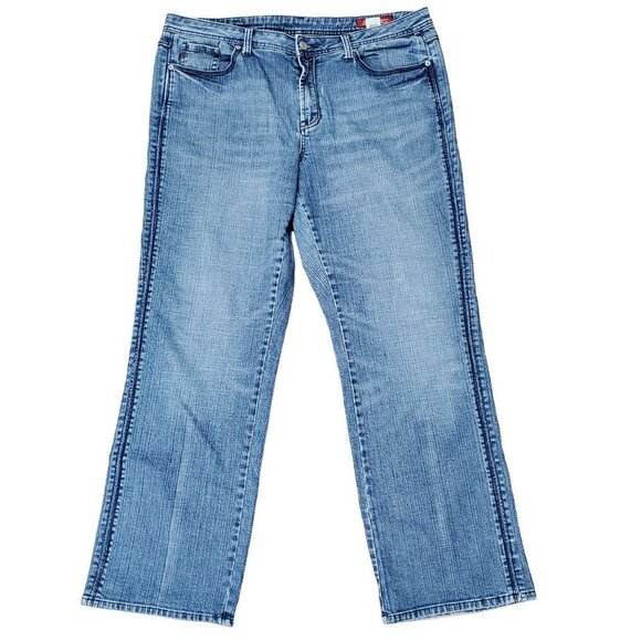 Seven7 Y2K Straight Leg Jeans Womens 20x31 Denim Medium Wash Embroidered Pockets - Picture 1 of 12